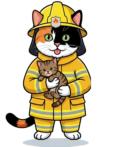 Nika as a fireman