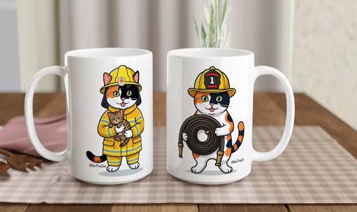 Fireman cat classic mug