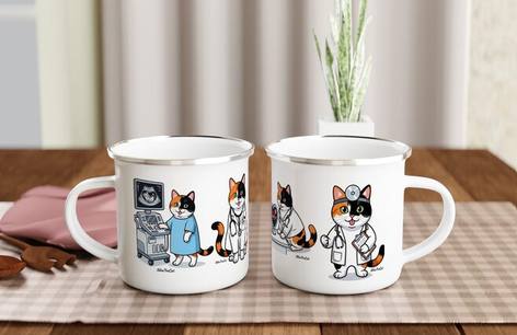 Doctor cat enamel mug